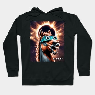 Solar Eclipse Stallion: Majestic Horse Silhouette Amid Celestial Phenomenon Hoodie